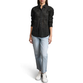 DKNY Women's Blouse Long Sleeve Eyelet Trendy, Black